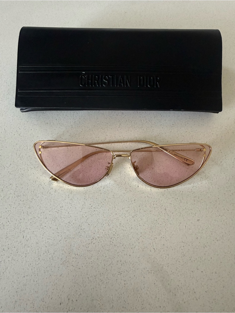 Dior Gold Frame Sunglasses with Pink Lenses